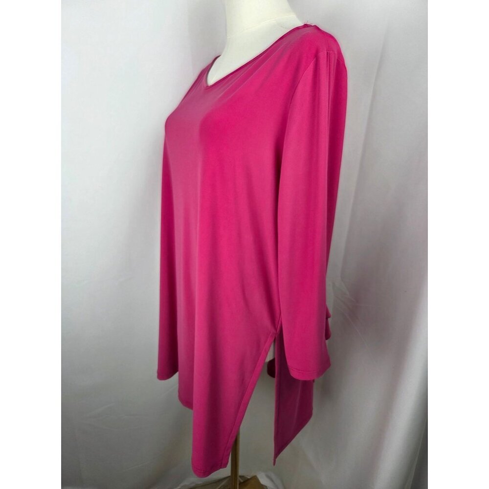 Clara Sunwoo Tunic Top XL Fuchsia Pink Asymmetrical Sleeve Ruffle Detail Office - Picture 5 of 10